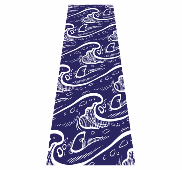 Bathroom vinyl rug with blue wave pattern - TenStickers