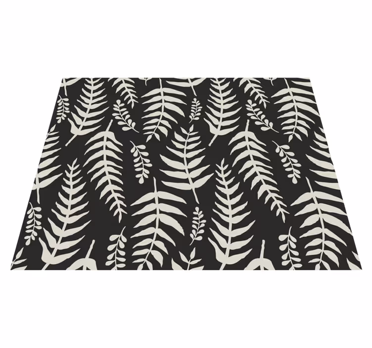 Black ferns bathroom vinyl rug - TenStickers