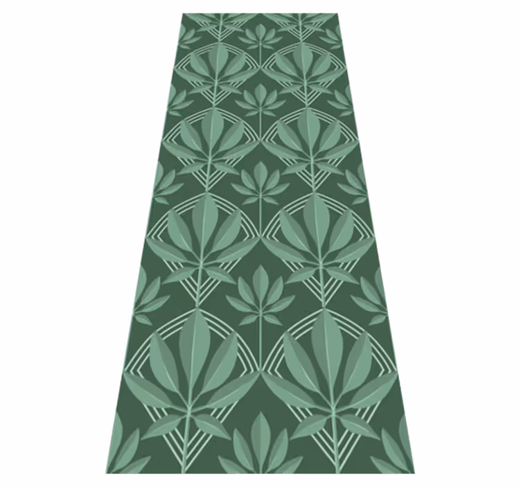 Bathroom vinyl rug with art deco green leaves - TenStickers