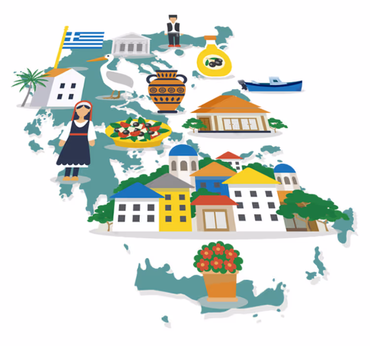 World map vinyl rug greece and islands design - TenStickers