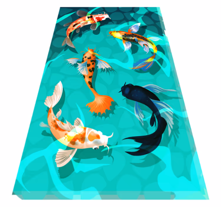 Bathroom vinyl rug koi shower design - TenStickers