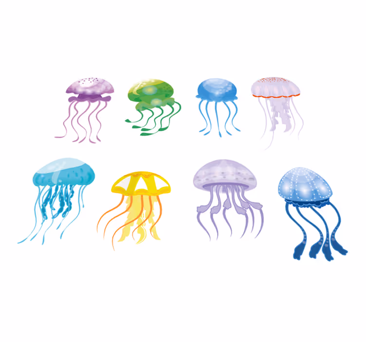 Jellyfish colours bathroom vinyl rug - TenStickers