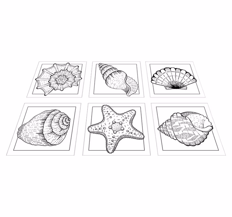Bathroom vinyl rug featuring marine life and seashells - TenStickers