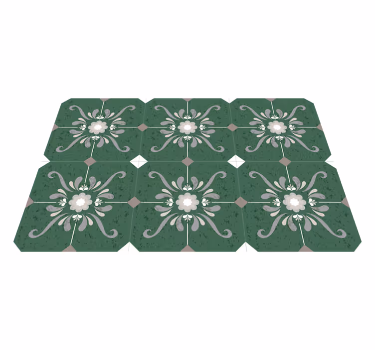 Bathroom vinyl rug in vintage tile design - TenStickers