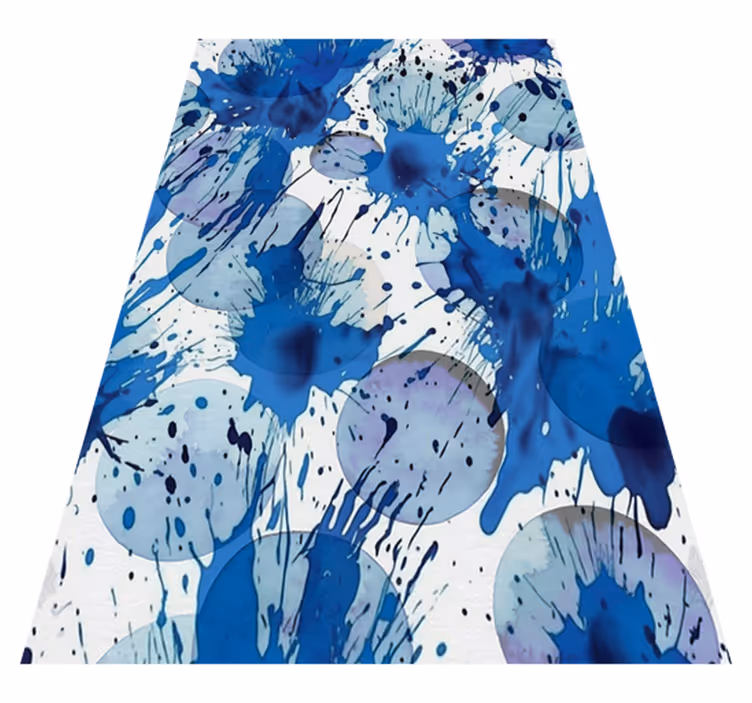 Bathroom vinyl rug with blue ink circles - TenStickers