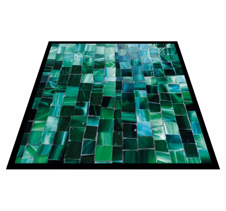 Gradient green mosaic tile bathroom vinyl rug - TenStickers