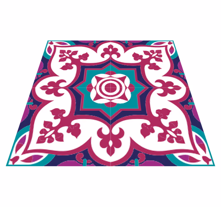 Bathroom vinyl rug in pink moroccan tile pattern - TenStickers