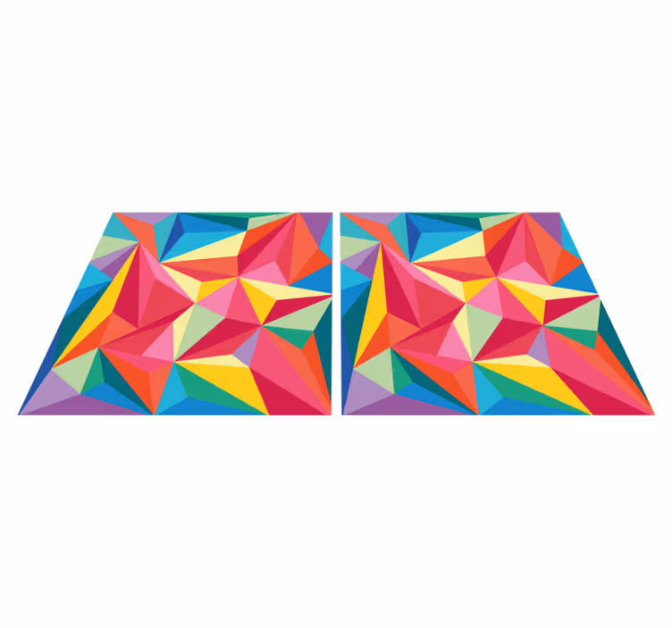 Bathroom vinyl rug with multicolor geometric design - TenStickers