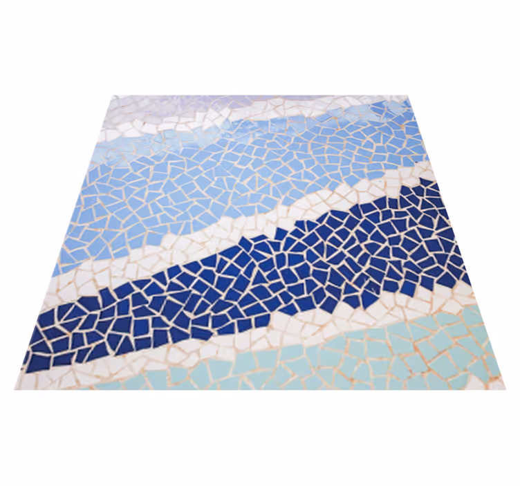 Blue small irregular tiles bathroom vinyl rug - TenStickers