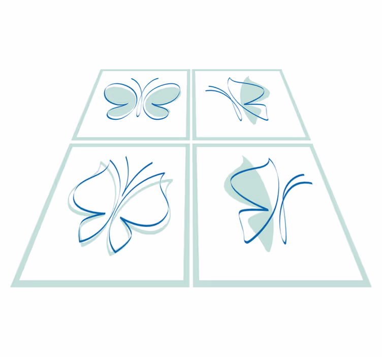 Bathroom vinyl rug with butterfly tile silhouettes - TenStickers