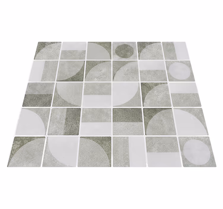 Bathroom vinyl rug in abstract grey interlocking shapes - TenStickers