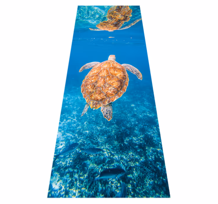 Bathroom vinyl rug with beautiful underwater turtle - TenStickers