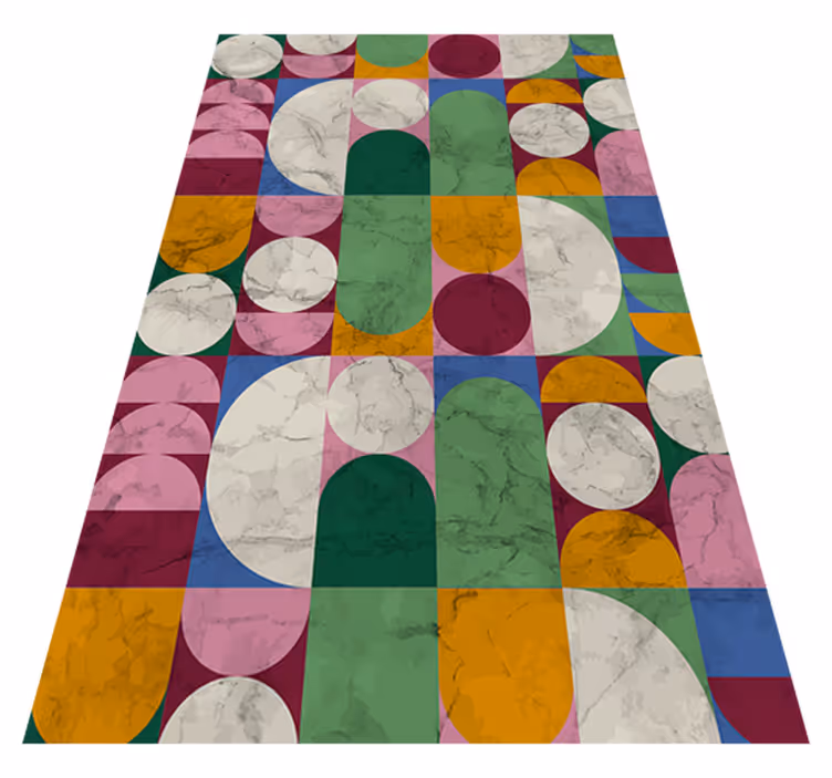 Bathroom vinyl rug with geometric textured designs - TenStickers