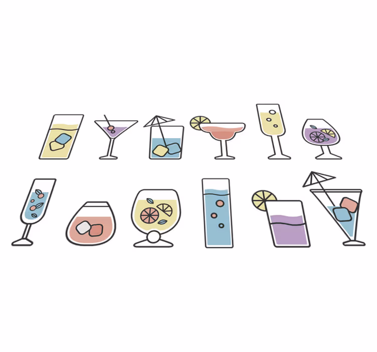 Kitchen vinyl rug cocktails sticker - TenStickers