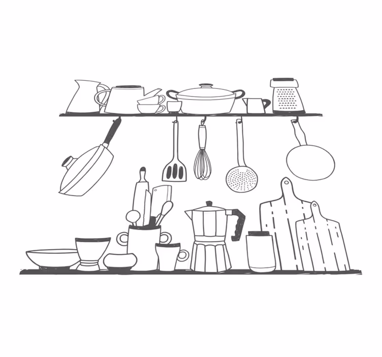 Kitchen vinyl rug kitchen tools for shelf cooking - TenStickers