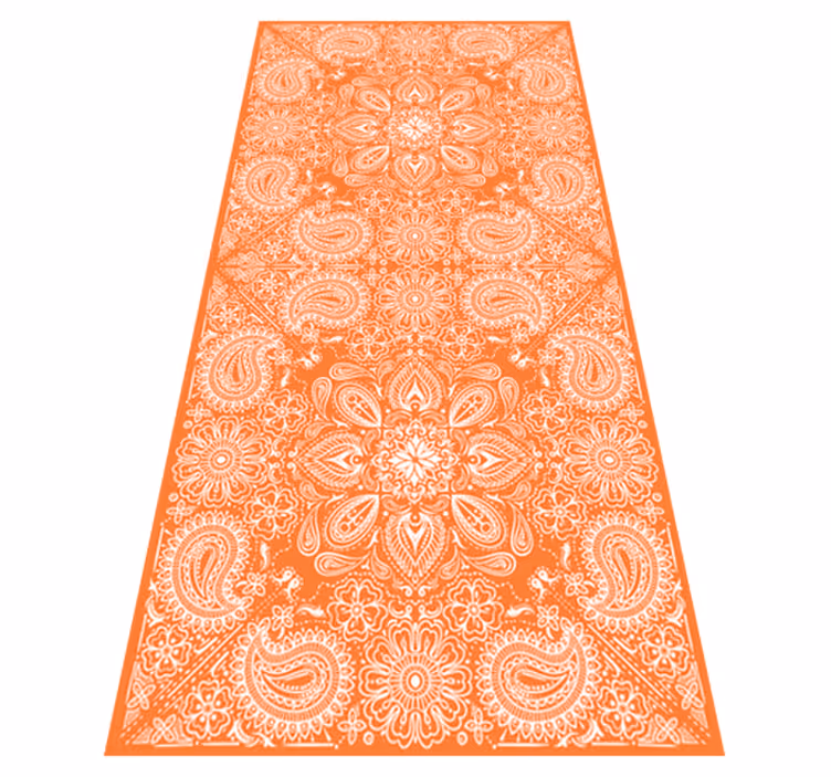 Kitchen vinyl rug paisley tile fridge - TenStickers