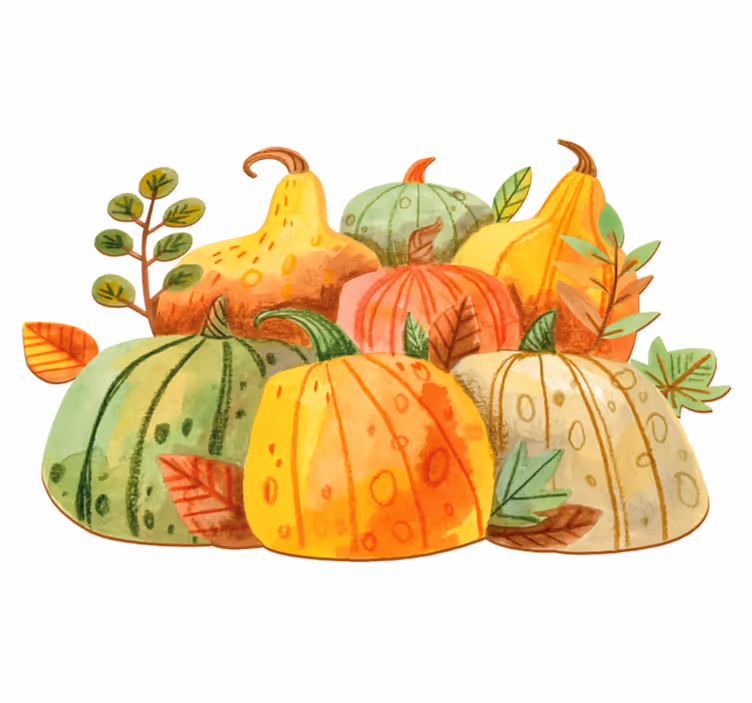 Kitchen vinyl rug watercolor happy thanksgiving veggies - TenStickers
