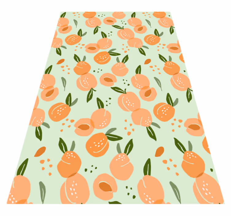 Kitchen vinyl rug with peaches on green background - TenStickers