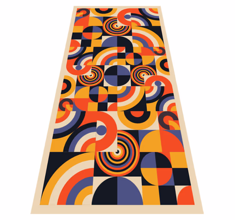 Colorful bauhaus circles kitchen vinyl rug - TenStickers