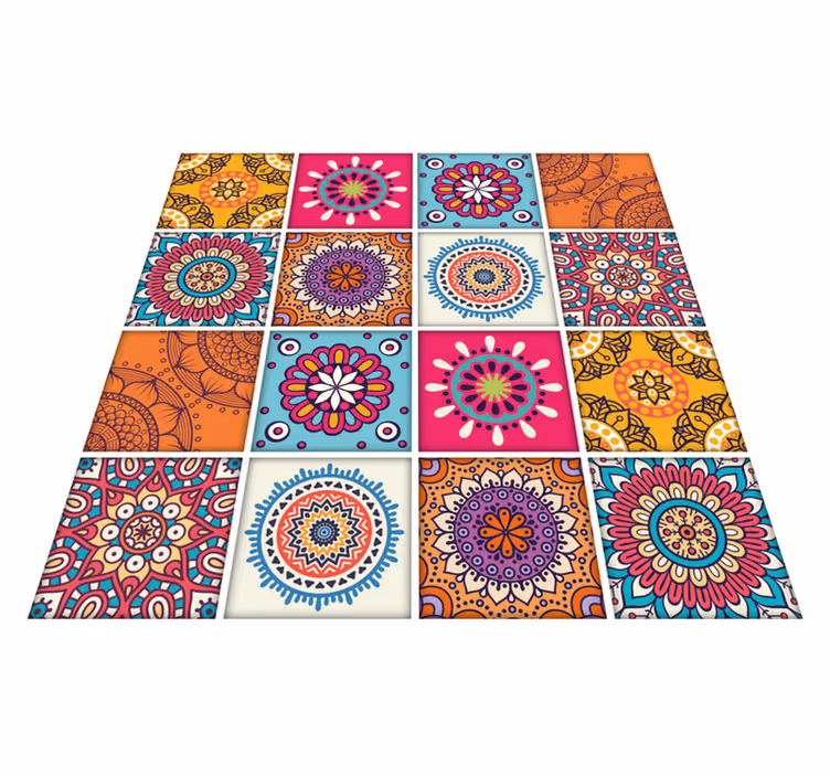 Kitchen vinyl rug mandala tile design - TenStickers