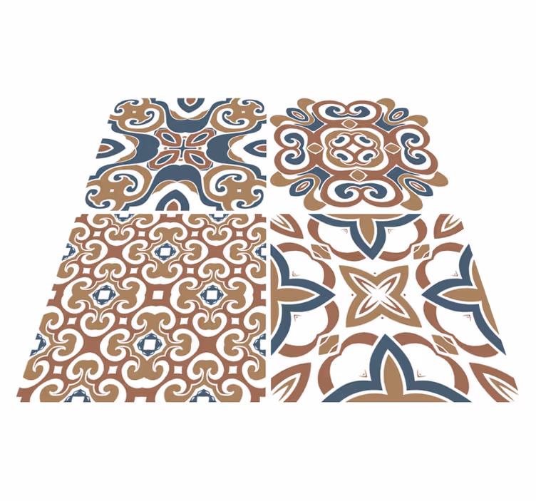 Kitchen vinyl rug with hydraulic tile design - TenStickers