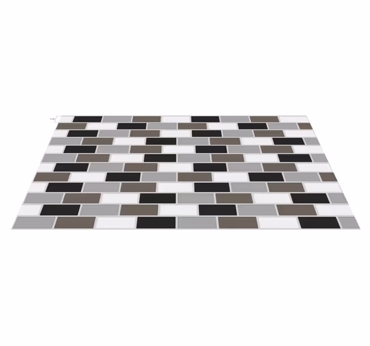 Kitchen vinyl rug with gray tile border - TenStickers