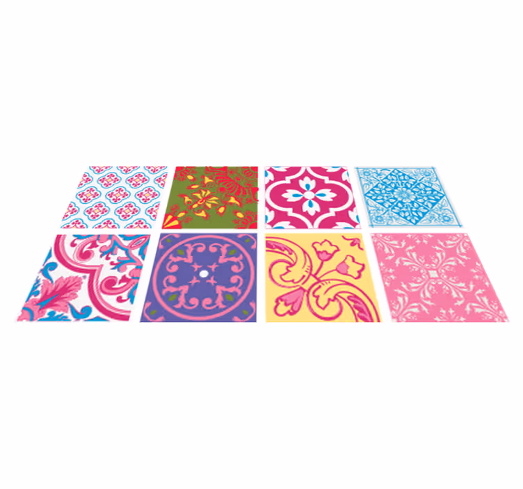 Kitchen vinyl rug in vibrant mediterranean tiles - TenStickers