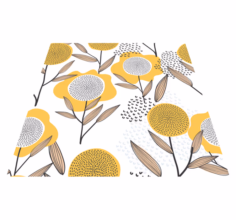 Kitchen vinyl rug yellow abstract floral design - TenStickers