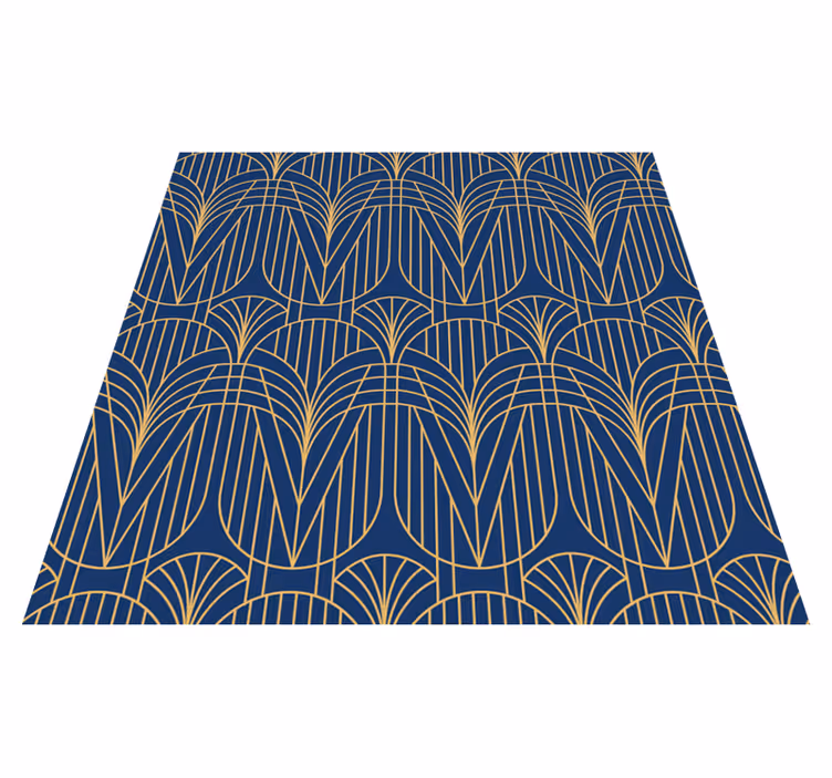 Kitchen vinyl rug in gold-accented art deco design - TenStickers