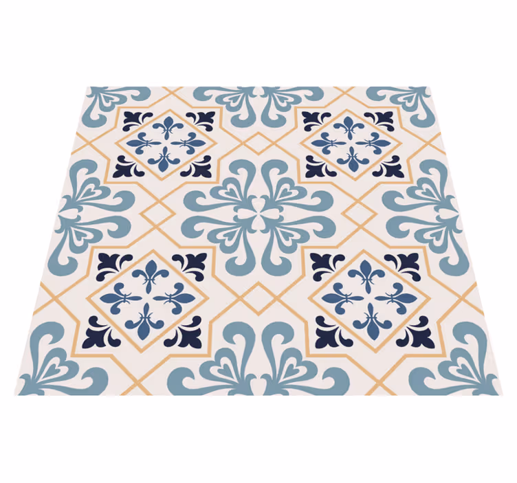 Kitchen vinyl rug in yellow portuguese tile pattern - TenStickers