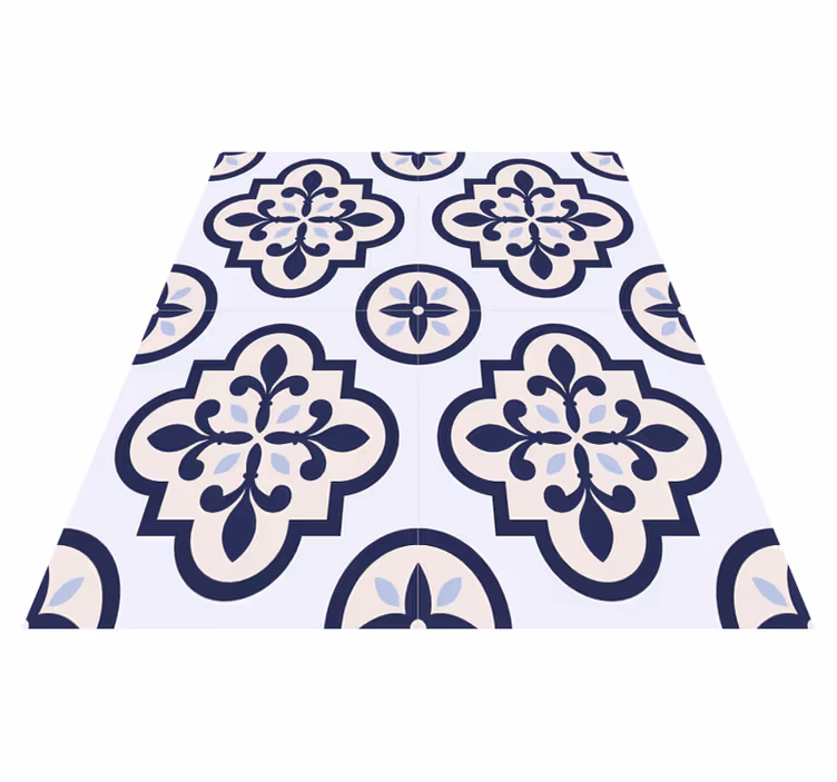 Kitchen vinyl rug in blue portuguese tile design - TenStickers