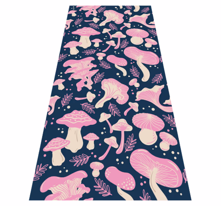 Kitchen vinyl rug with pink mushroom pattern - TenStickers