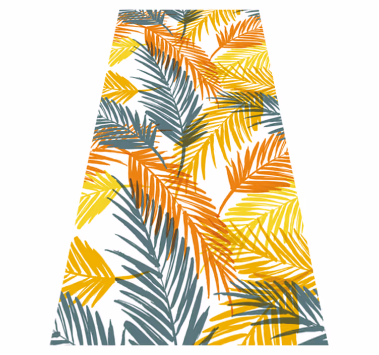 Kitchen vinyl rug with hand-drawn tropical leaves - TenStickers