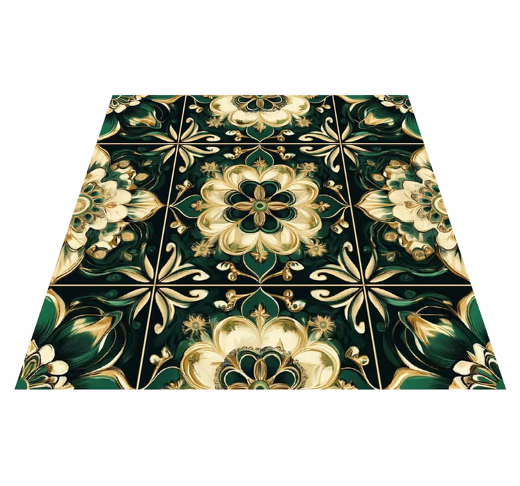 Kitchen vinyl rug botanical mosaic tiles - TenStickers