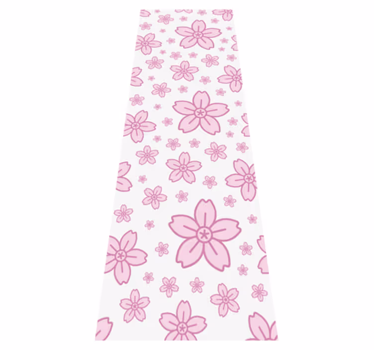 Pink cute little flowers on white bedroom vinyl rug - TenStickers