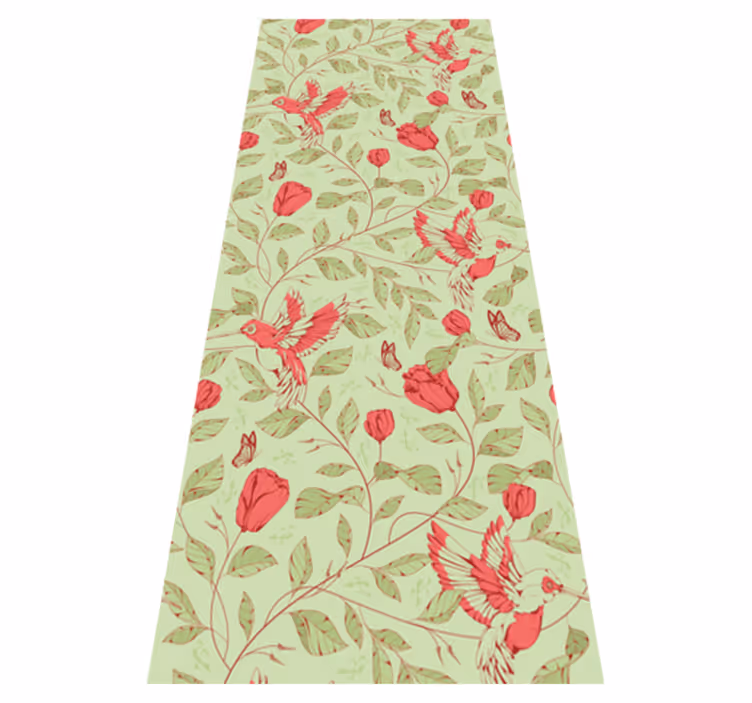 Bedroom vinyl rug with red tulips on green - TenStickers