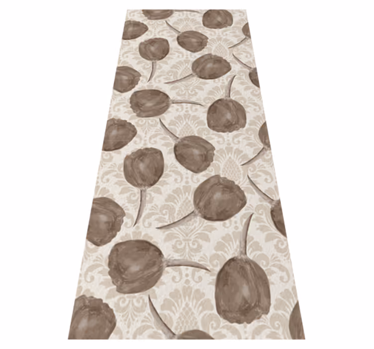 Gray tulips with acanthus scrolls bedroom vinyl rug - TenStickers