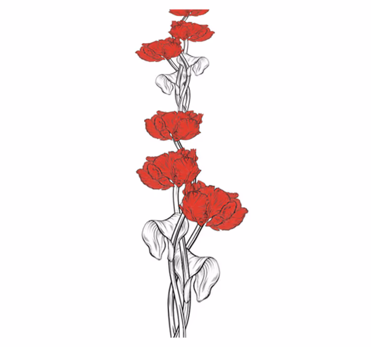 Red vertical tulips pattern bedroom vinyl rug - TenStickers
