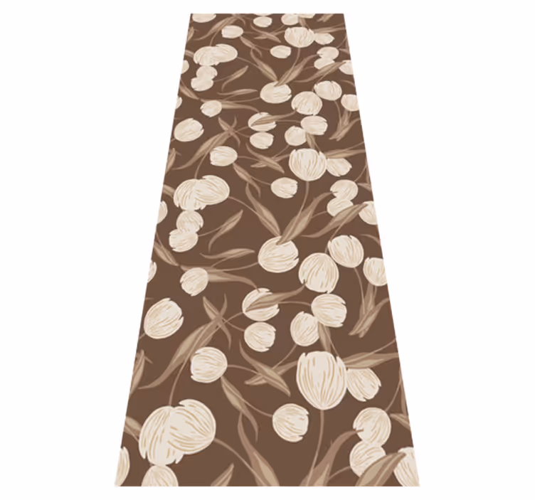 Bedroom vinyl rug with elegant beige tulips pattern - TenStickers