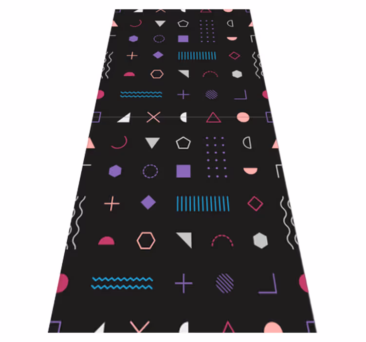 Bedroom vinyl rug with multicoloured retro shapes - TenStickers