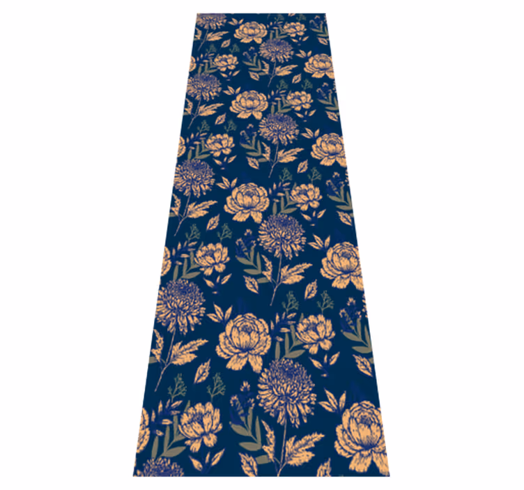 Bedroom vinyl rug in french provincial blue and yellow - TenStickers