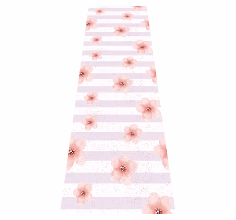 Shabby chic vertical pink stripes bedroom vinyl rug - TenStickers