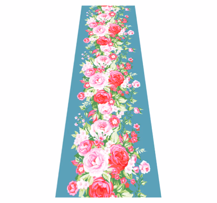 Turquoise shabby chic pattern bedroom vinyl rug - TenStickers