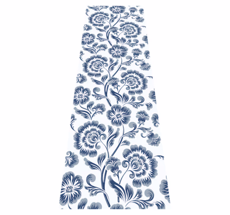 Bedroom vinyl rug with blue flowers pattern - TenStickers