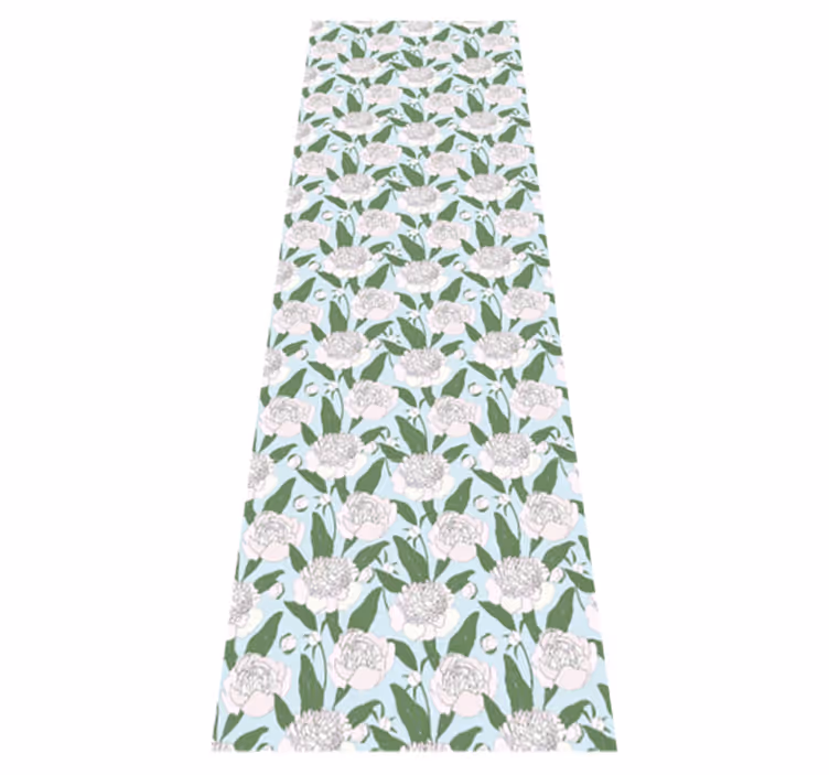 Bedroom vinyl rug with white floral grandmillenial design - TenStickers