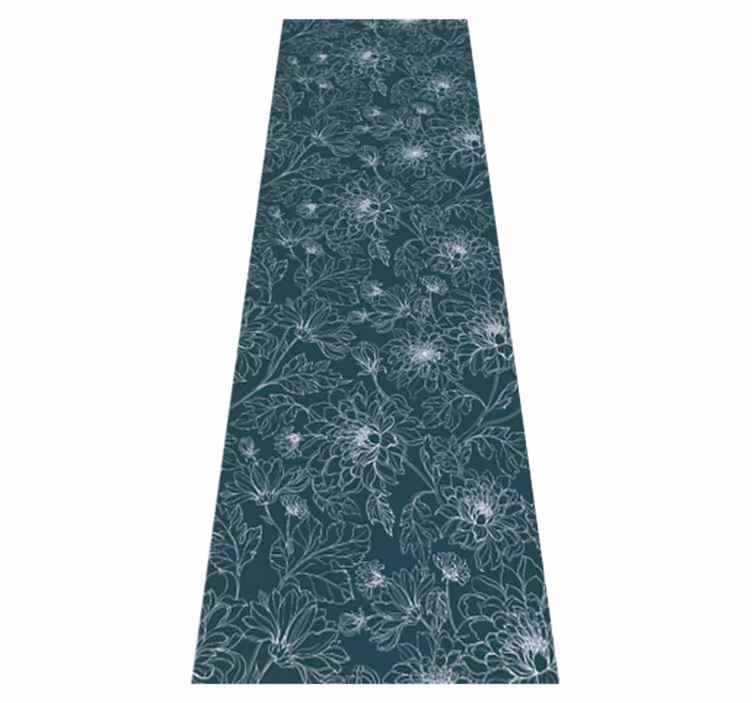 Bedroom vinyl rug grandmillenial white blooms - TenStickers