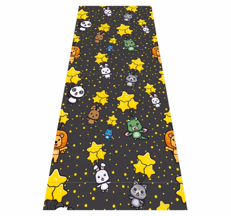 Cute animals flying on balloons bedroom vinyl rug - TenStickers