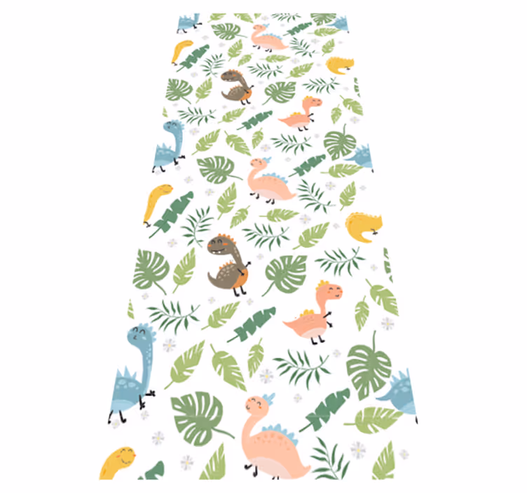 Pastel color dinosaur forest bedroom vinyl rug - TenStickers