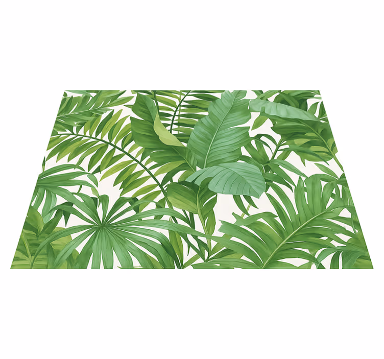 Bedroom vinyl rug tropical leaves design - TenStickers