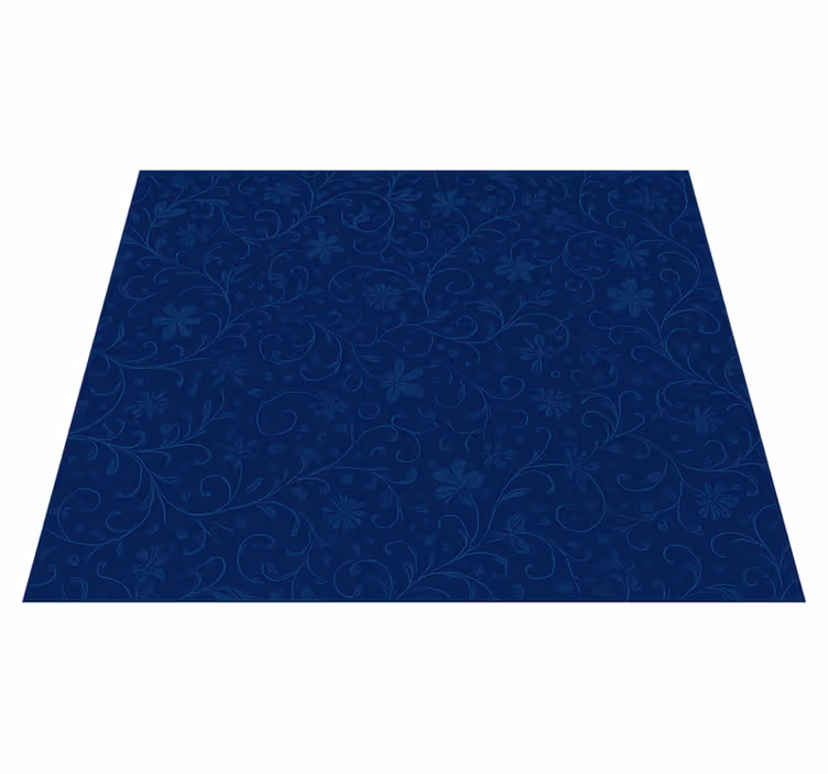 Navy blue flower motif bedroom vinyl rug - TenStickers